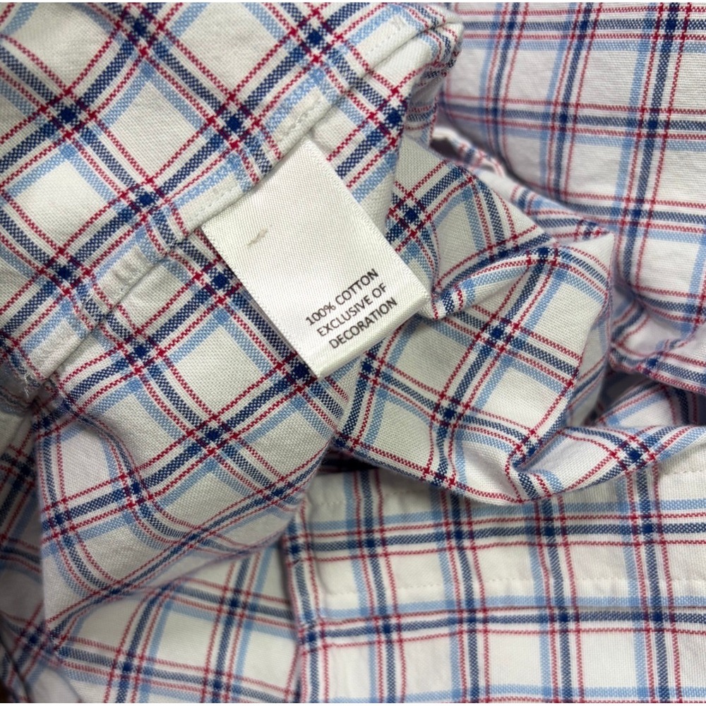 Cremieux Men's XL White Red Blue Plaid Cotton Button Down Shirt Preppy‎ - Picture 7 of 9